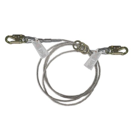 SUPER ANCHOR SAFETY 10ft 30° Fixed Length HLL 3/8"x7x19 Galvanized Wire Rope Cable w/Snaphook on Each End 1335-10